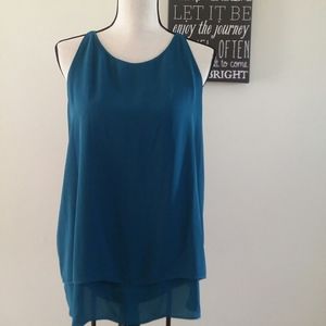 AUDREY & CELINE Sleeveless Layered  Teal Blouse L